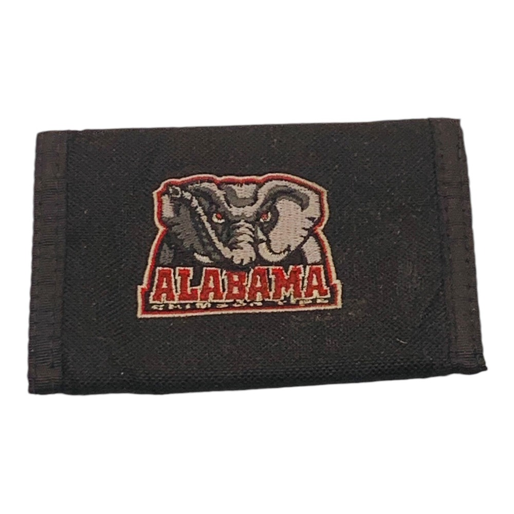 University of Alabama Wallet Hook & Loop Black Embroidered Logo Crimson Tide